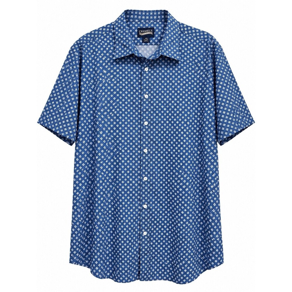 Cremieux Premium Denim Mens 4XB Blue Geometric Diamond Stretch Button Shirt NWT